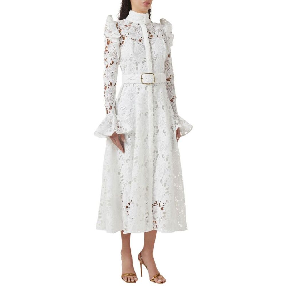 Leo Lin Womens Aliyah Lace Midi Dress 2 Snow - NWT